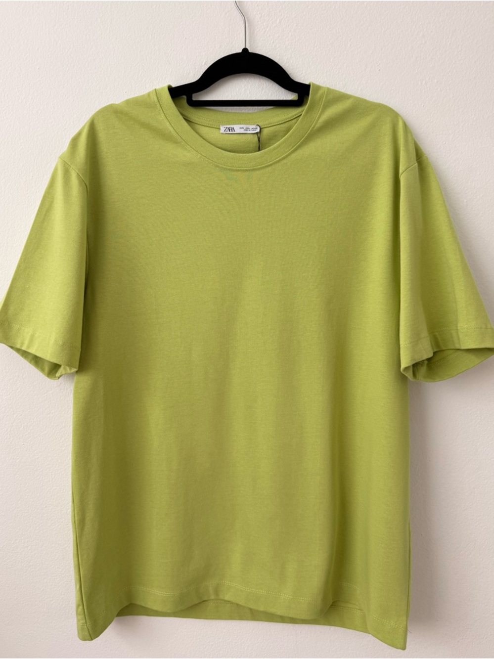 Zara Men Bright Lime Crew Neck T-Shirt